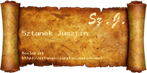 Sztanek Jusztin névjegykártya
